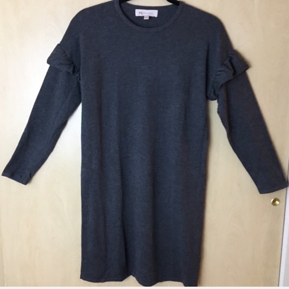 Philosophy Grey Sweater Ruffle Sleeve Dress